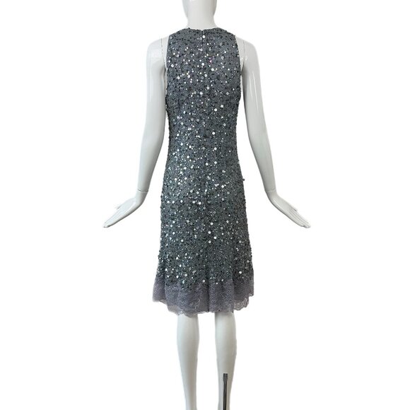 VALENTINO 00's Vintage Dusty Powder Blue Embellished Dress - Picture 5 of 10
